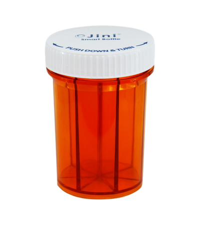 Pill Magic Amber Smart Weekly Pill Organizer Bottle with Push and Turn Child Resistant Cap- 50 Count