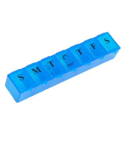 Blue Smart Weekly Pill Organizer Box- 50 Count