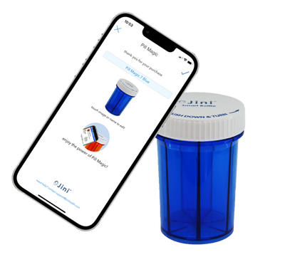 Pill Magic Blue Smart Weekly Pill Organizer Bottle with Push and Turn Child-Resistant Cap- 50 Count